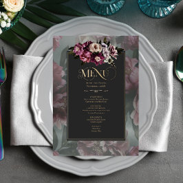 Dark and Moody Floral Menu Card Menükarte
