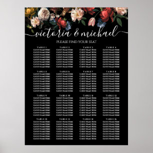 Dark and Moody Rembrandt Floral Seating Chart 16 Poster