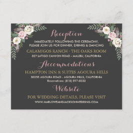 Dark and Moody Rose Pink Floral Boho Hochzeit Begleitkarte
