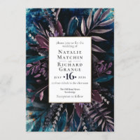 Dark and Moody Wedding Einladung Blue