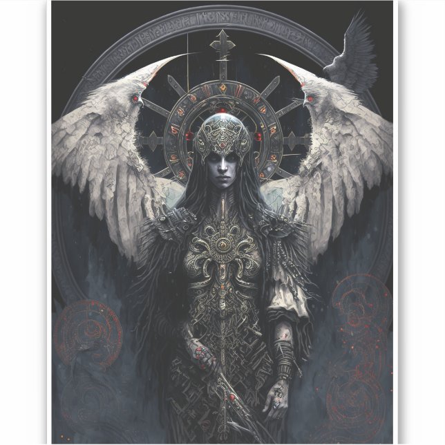 Dark Angel Gothic Fantasy Art Aufkleber (Vorderseite)
