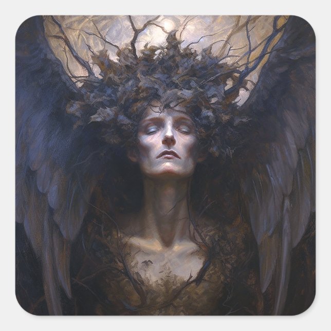 Dark Angel Gothic Goth Fantasy Art Quadratischer Aufkleber (Vorderseite)