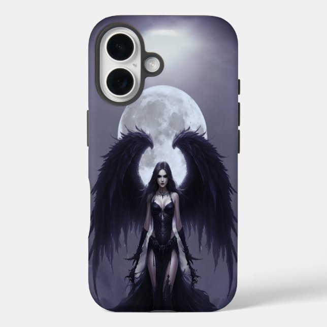 Dark Angel Gothic Moon - Mystical Fantasy Art iPhone 16 Hülle (Rückseite)