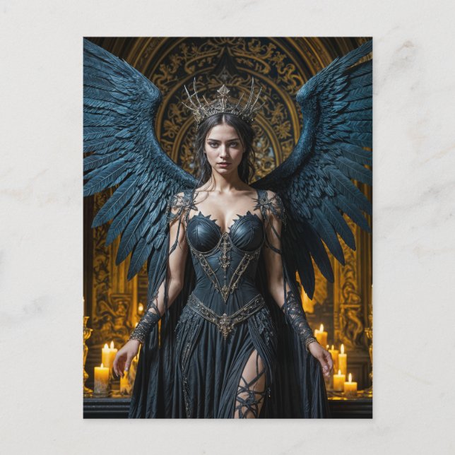 Dark Angel Queen in Candlelit Hall Postkarte (Vorderseite)