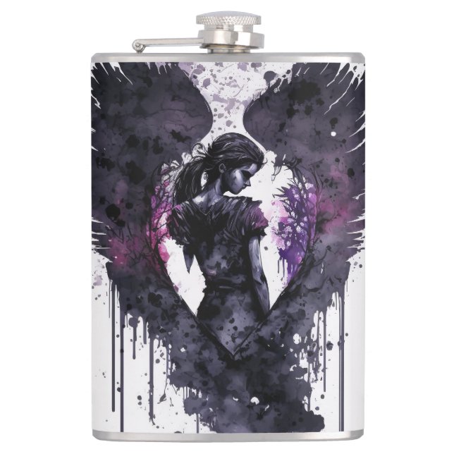 Dark Angel Valentine mit dunkelem Winkelkaffee Flachmann (Vorderseite)