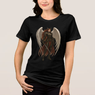 Dark Angel Warrior with Sword & Wings Tri-Blend Shirt
