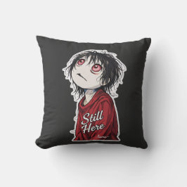 Dark Anime  "Still Here" Aesthetic Gothic Illustra Kissen