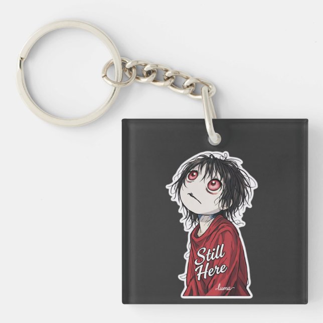 Dark Anime  "Still Here" Aesthetic Gothic Illustra Schlüsselanhänger (Vorderseite)