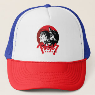 Dark Anime Warrior Retro Rote Kunst Truckerkappe