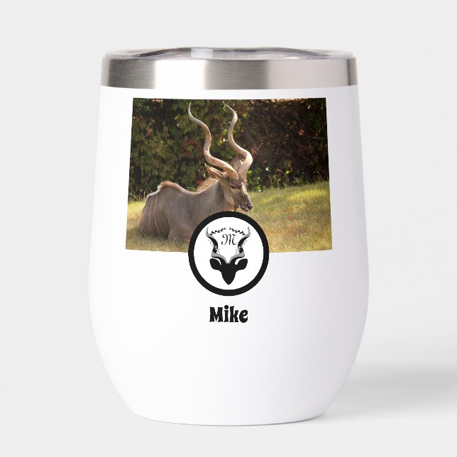 Dark Antelope Silhouette Monogram Foto (Rückseite)