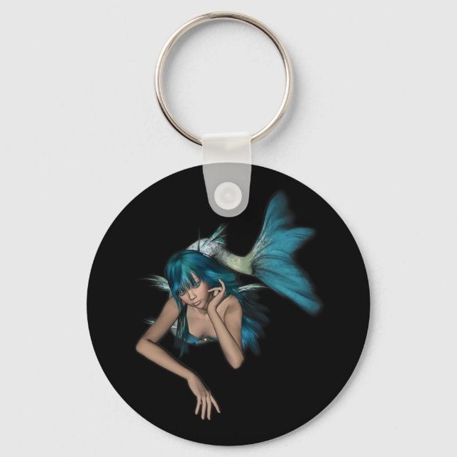 Dark Aqua Blue 3D Mermaid Schlüsselanhänger (Vorderseite)