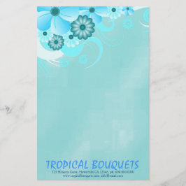 Dark Aqua Blue Hibiskus Florist Stationspapier Briefpapier