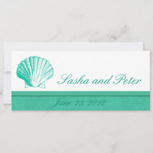 Dark Aqua Muschel Beach Hochzeitseinladungen Einladung