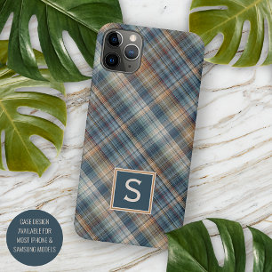 Dark Aquamarin Blue Beige Tan Kariert Gingham Patt iPhone 16 Pro Max Hülle