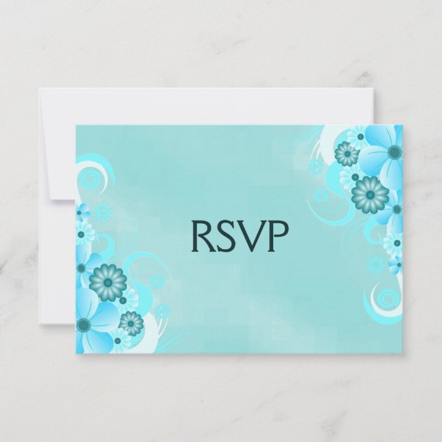 Dark Aquamarin Blue Floral Elegante UAWG Response  RSVP Karte (Vorderseite)