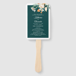 Dark Aquamarin Floral Elegante Script Wedding Prog Fächer