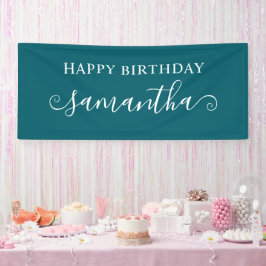 Dark Aquamarin Happy Birthday Kurz Curly Swash Nam Banner