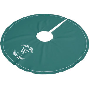 Dark Aquamarin Laurel Family Monogram Custom Polyester Weihnachtsbaumdecke