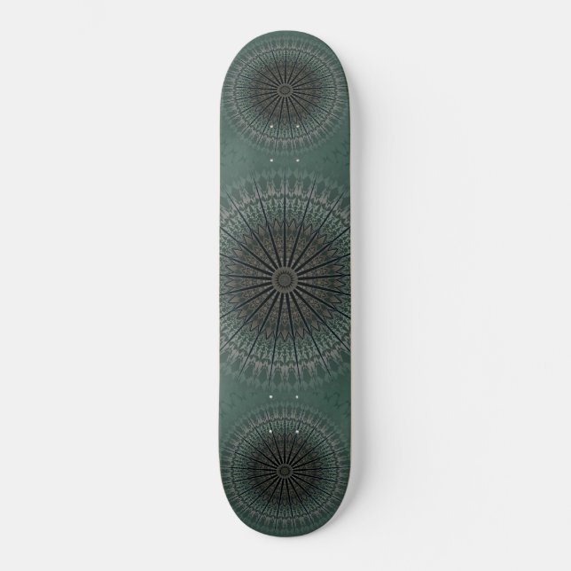 Dark Aquamarin Mandala Skateboard (Vorderseite)