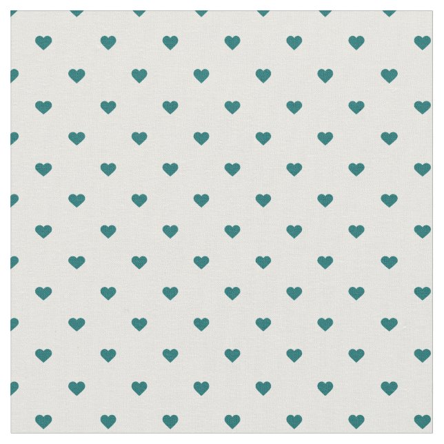 Dark Aquamarin Polka Dot Hearts Stoff (Nahaufnahme)