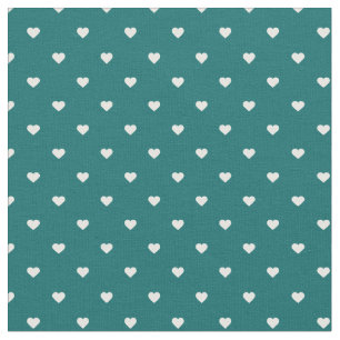 Dark Aquamarin Polka Dot Hearts Stoff