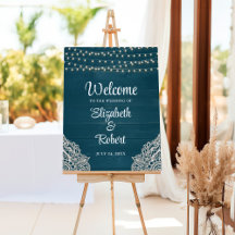 Dark Aquamarin Rustic Elegance Wedding Welcome Boa