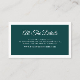 Dark Aquamarin Simple Elegant Script Wedding Detai Begleitkarte