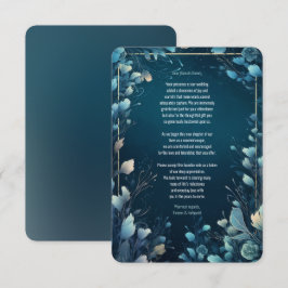 Dark Aquamarine und Aquamarin Blue Floral Wedding Dankeskarte