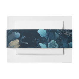 Dark Aquamarine und Aquamarin Blue Floral Wedding Einladungsbanderole