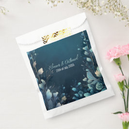 Dark Aquamarine und Aquamarin Blue Floral Wedding Geschenktütchen