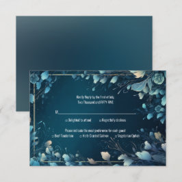 Dark Aquamarine und Aquamarin Blue Floral Wedding RSVP Karte