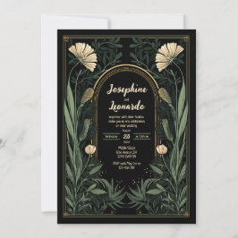 Dark Art Nouveau Botanical Wedding Einladung