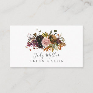 Dark Autumn Moody Floral Bouquet Salon Visitenkarte