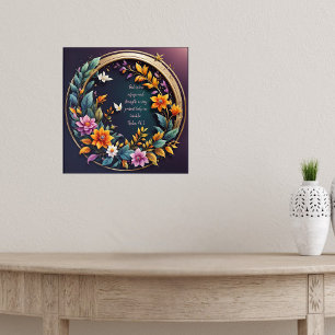 Dark Background Floral Frame Bibel Verse Poster