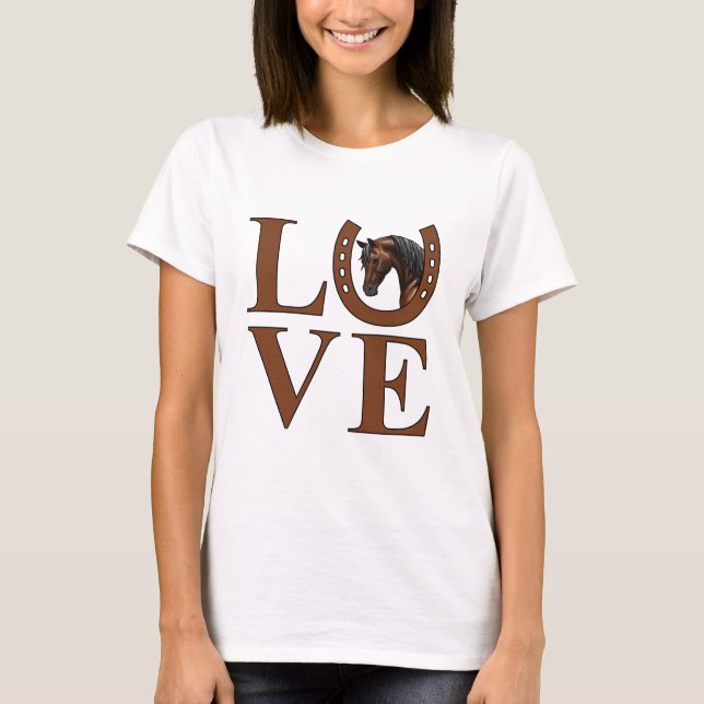 Dark Bay Horse I Liebe Arabianer T-Shirt (Vorderseite)