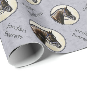 Dark Bay Sport Horse Gray Geschenkpapier