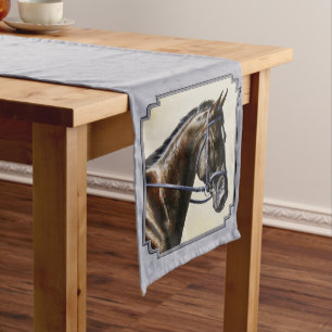 Dark Bay Sport Horse Gray Mittelgroßer Tischläufer