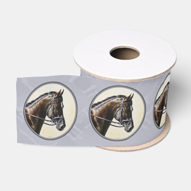 Dark Bay Sport Horse Gray Ripsband (Spule)