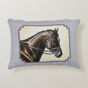 Dark Bay Sport Horse Gray Zierkissen