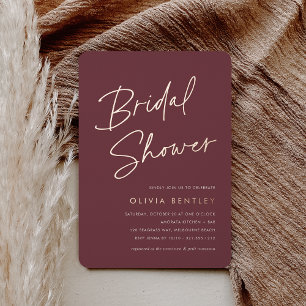 Dark Berry Boho Minimalistisch Script Brautparty Folieneinladung