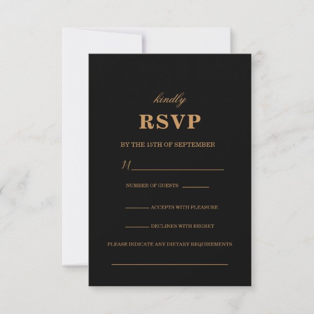 Dark Black Floral UAWG Wedding Card RSVP Karte (Vorderseite)