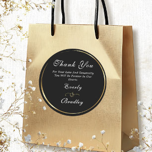 Dark Black Gold Elegant White Script Vielen Dank Runder Aufkleber