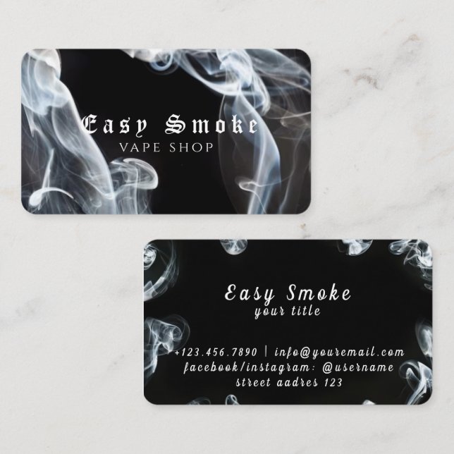 Dark Black Smoke Vape Shop Visitenkarte (Vorne/Hinten)