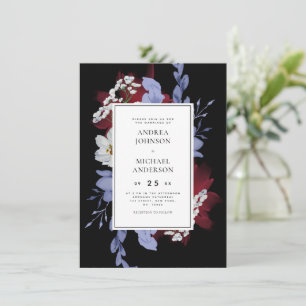 Dark Bloom Night Garden Goth Floral Black Wedding Einladung
