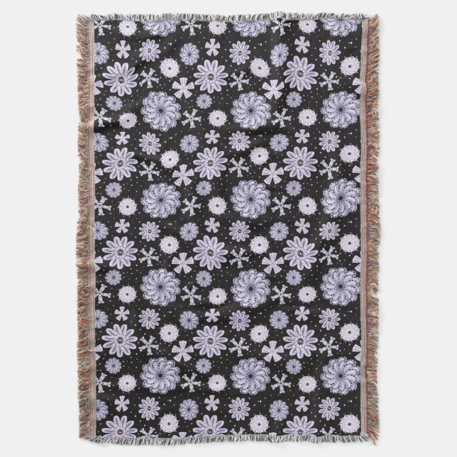 Dark Blue Abstrakt Blume Decke (Vorderseite Vertikal)