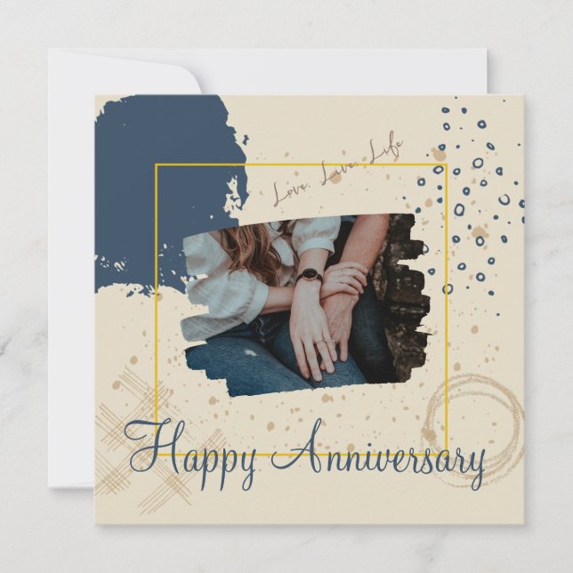 Dark Blue Aesthetic Happy Anniversary Card Karte (Vorderseite)