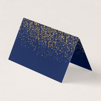 Dark Blue and Gold Confetti | Blank Visitenkarten
