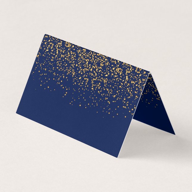 Dark Blue and Gold Confetti | Blank Visitenkarten (Vorderseite)