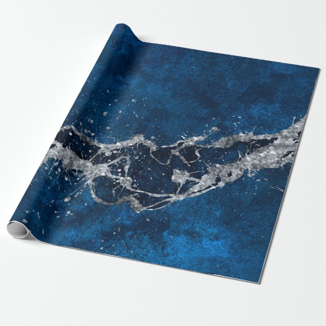 Dark Blue and Silver Abstract N3 Geschenkpapier (Ungerollt)