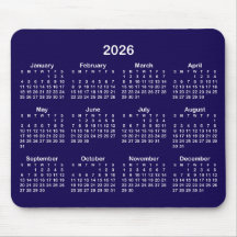 Dark Blue and White 2026 Calendar